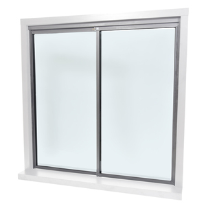 CRL Daisy Satin Anodized Factory Glazed with 1/4" Tempered Glass Pass-Thru Assembly 36" Width 48" Height