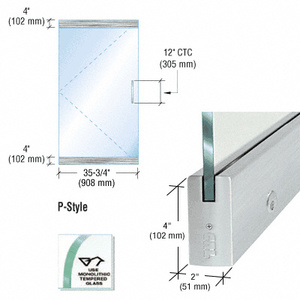 CRL Dry Glazed Frameless Glass 3'-0" P-Style Brushed Stainless Single Door Only Kit - with Lock