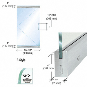 CRL Dry Glazed Frameless Glass 3'-0" P-Style Brushed Stainless Single Door Only Kit - with Lock