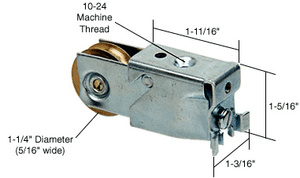 CRL 1-1/4" Steel Sliding Glass Door Roller with 1-3/16" Wide Housing for Smith & Kelly Doors