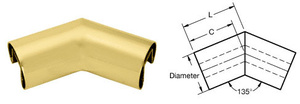 CRL Satin Brass 2-1/2" Diameter 135 Degree Horizontal Corner for 1/2 or 5/8" Glass Cap Railing