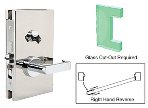 CRL Polished Stainless 6" x 10" RHR Center Lock With Deadlatch in Entrance Lock Function