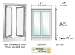 CRL Satin Anodized Manual Flush Mount Bi-Fold Service Window