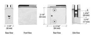 CRL 316 Brushed Stainless Radius Base Clamp for 1/2" and 9/16" Glass