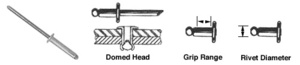 CRL 1/8" Diameter, 1/8" to 3/16" Grip Range Aluminum Mandrel and Steel Rivet in Packs of 1000