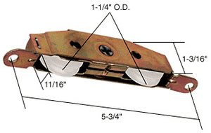 CRL 1-1/4" Tandem Nylon Sliding Glass Door Roller with 11/16" Wide Housing