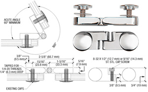 CRL Chrome Low Profile Cap Angle Panel Connector