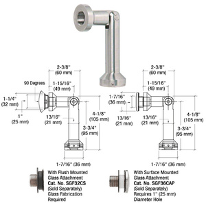 CRL 316 Brushed Stainless Single Pivot Glass-to-Wall/Floor Swivel Fitting