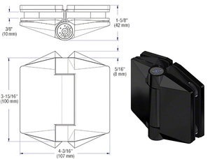 CRL Matte Black Glass-to-Glass Mount Polaris 120 Series Soft Close Hinge