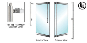 CRL-Blumcraft® Brushed Stainless Right Hand Reverse Roll Top Low Profile Mount Cylinder/Cylinder "F" Exterior Top Securing Deadbolt Handle