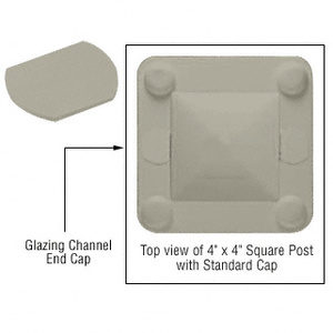 CRL Beige Gray 4" x 4" Square Windscreen Post System Glazing Channel End Cap