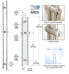 CRL 316 Brushed Stainless 72" Locking Ladder Pull