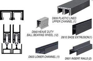 CRL Flat Black Deluxe Track Assembly With D609 Upper and D603 Lower Track - Steel Ball-Bearing Wheels