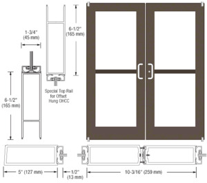 CRL-U.S. Aluminum Class I Bronze Black Anodized Custom Pair Series 550 Wide Stile Offset Pivot Entrance Doors For Panics and Overhead Concealed Door Closers