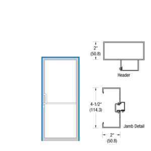 CRL-U.S. Aluminum Clear Anodized Class 1 Up and Over Left Hand Single Door Frame Prepped for Offset Concealed Overhead Closer