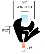 CRL One-Piece Self-Sealing Weatherstrip 1/8" Panel for 3/16" to 1/4" Glass