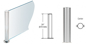 PP08 Elegant Series Post for 3/8" (10 mm) Glass, Brushed Stainless 24" High, 1-1/2" Diameter, Center Post