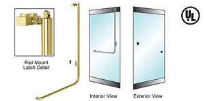 CRL-Blumcraft® Satin Brass Right Hand Reverse Rail Mount Retainer Plate "Z" Exterior, Top Securing Panic Handle