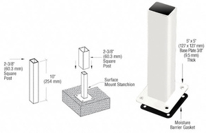 CRL Sky White ARS Surface Mount Stanchion