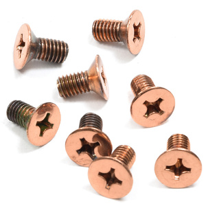 CRL Polished Copper 6 x 12 mm Cover Plate Flat Head Phillips Screws