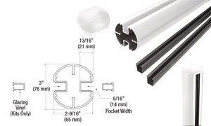 CRL Sky White 3" Diameter Round 180 Degree 48" Center Post Kit