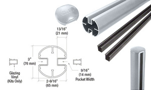 CRL Mill 3" Diameter Round 180 Degree 48" Center Post Kit