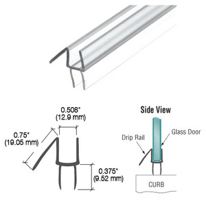 CRL Clear Co-Extruded Bottom Wipe With Drip Rail for 1/2" Glass