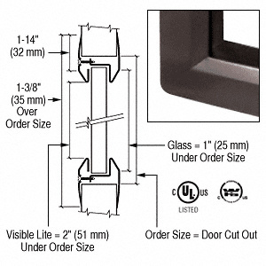 CRL 6" x 27" Slimline Series Door Vision Lites