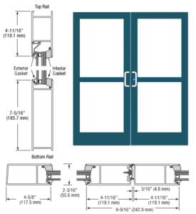 CRL-U.S. Aluminum Custom KYNAR® Paint IG600 Series Custom Pair StormFront™ Gear Hinged Entrance for Panic and Surface Closer