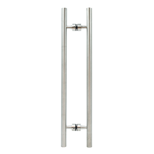 CRL Brushed Stainless 25" Overall Length Glass Mounted Back-to-Back Ladder Style Pull Handle with Undercut Accent Rings
