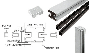 CRL Silver Metallic AWS 2" x 2-5/8" Rectangular 180 Degree 72" Center Post Kit