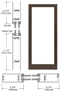 CRL-U.S. Aluminum Dark Bronze/Black Anodized Class 1 Custom Blank Single Series 400T Thermal Medium Stile Offset Hung Entrance Door- No Prep