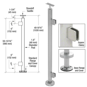 CRL Brushed Stainless 1.9" Diameter Square End Square Clamp Post Kit