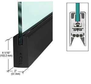 CRL Matte Black 1/2" Glass 4" Square Door Rail Without Lock - 35-3/4" Length