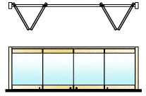 CRL Polished Brass 4-Panel Bipart Overhead Track Full Bi-Fold Door Configuration