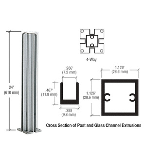 CRL Satin Anodized 24" 4-Way Design Series Partition Post