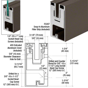 CRL-Blumcraft® Dark Bronze Anodized RG450 Series Two Piece Fascia Mount Base Shoe