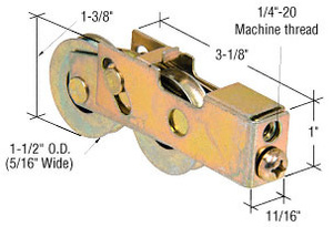 CRL Roulettes en tandem pour porte coulissante en verre, 38 mm (1-1/2 po), boîtier de 17,5 mm (11/16 po) de large, acier
