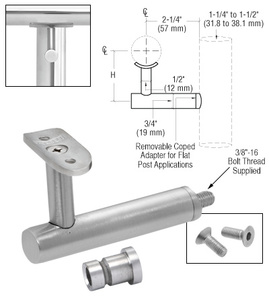 CRL 316 Brushed Stainless Short Arm Malibu Series Post Mounted Hand Rail Bracket