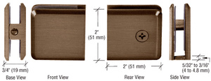 CRL Brushed Bronze Beveled Hole-in-Glass Style Wall Mount Heavy-Duty Glass Clamp