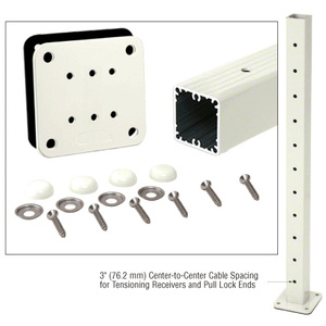 CRL Oyster White 36" Tall Cable Receiver Post Kit Prepped for Button Terminal End