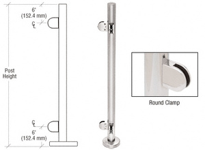 CRL Polished Stainless 42" Steel Round Glass Clamp 90 Degree Corner Post Railing Kit
