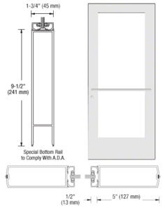 CRL-U.S. Aluminum White KYNAR® Paint Custom Single Series 550 Wide Stile Center Pivot Entrance Door for Overhead Concealed Door Closer