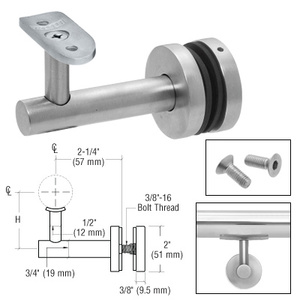 CRL 316 Brushed Stainless Short Arm Malibu Series Glass Mounted Hand Rail Bracket