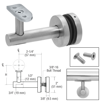 CRL 316 Brushed Stainless Short Arm Malibu Series Glass