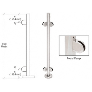 CRL Polished Stainless 42" Steel Round Glass Clamp 135 Degree Center Post Railing Kit