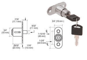 CRL Nickel Plated Keyed Alike Track Plunger Lock