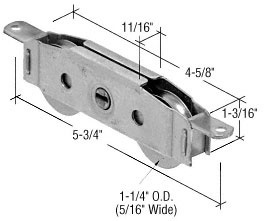 CRL 1-1/4" Tandem Steel Ball Bearing Sliding Glass Door Roller with 11/16" Wide Housing