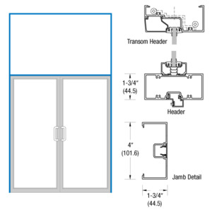 CRL-U.S. Aluminum Bronze Black Anodized Open Back Transom Frame for Pair of Doors Offset Hung Surface Closers with Concealed Panics