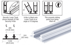 CRL Satin Anodized S702 Anti-Lift Security Lower Track - 144"